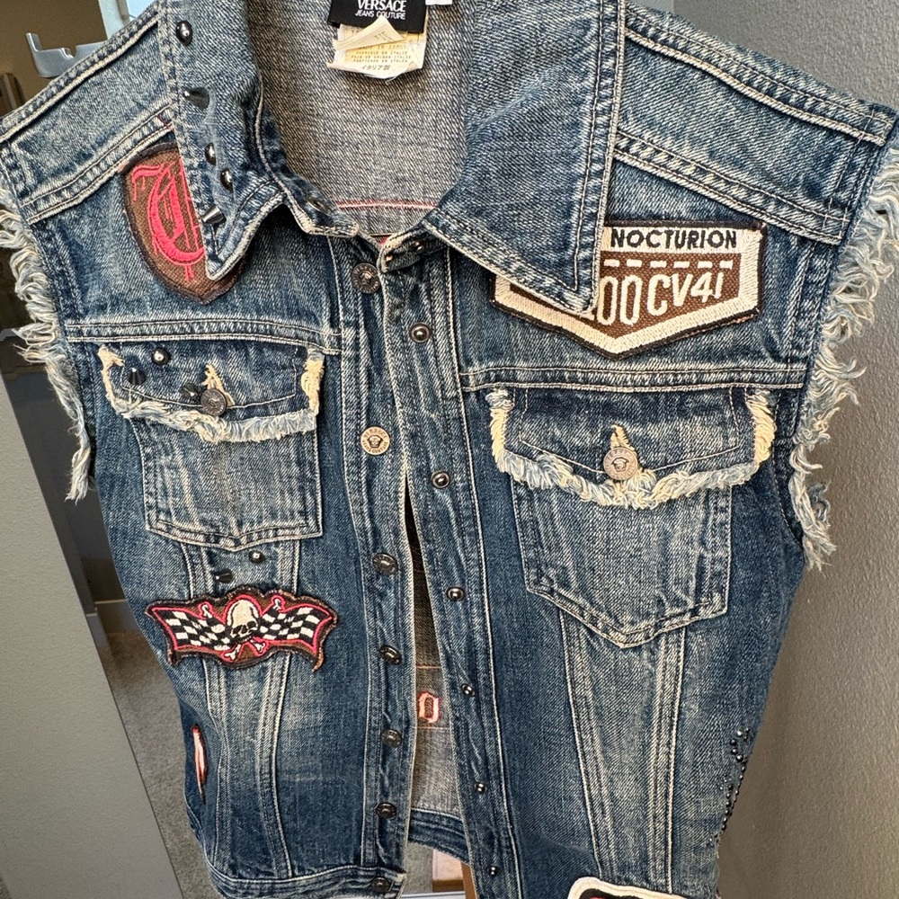 Versace Denim Vest with Patches - Picture 7 of 16